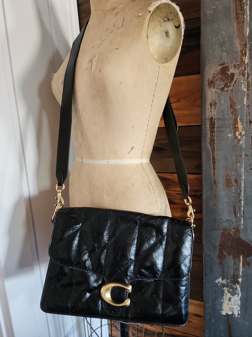 Coach Tabby 35 Black Quilted Leather Shoulder Bag